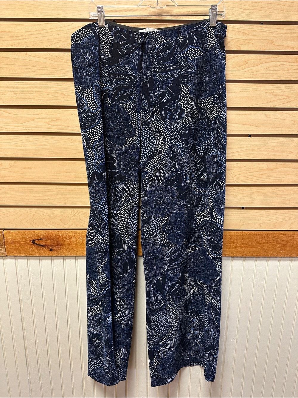 Sara Campbell Navy & White Floral Wide-Leg Pants